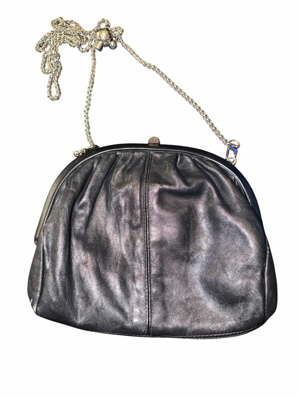 Sleek Black Leather Chain-Handle Women's Shoulder Bag